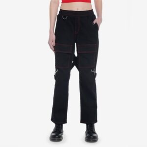 Aphrodite Black & Red Stitch Suspender Jogger Pants